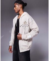 Liquor N Poker - Sudadera Extragrande Con Capucha, Estampado Gráfico Y Cremallera Bidireccional De -Neutro - Lyst