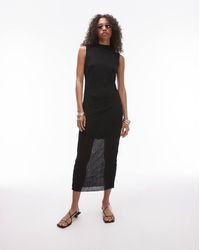 TOPSHOP - Sleeveless Relaxed Crinkle Midi Dress - Lyst