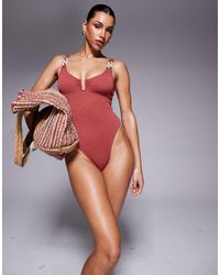 River Island - Crinkle Swimsuit - Lyst