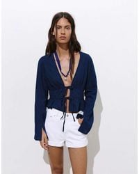 Pull&Bear - Denim Blouse With Ties - Lyst