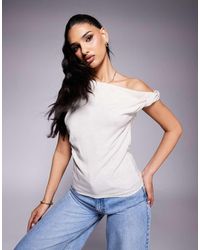 ASOS - Top Monospalla Incrociato Effetto Lino - Lyst