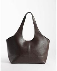 Mango - Cabas structuré - chocolat - Lyst