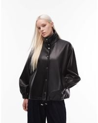 ASOS - Faux Leather Funnel Neck Jacket - Lyst