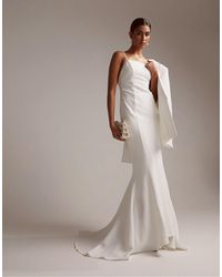 ASOS - Eden Crepe Square Neck Cami Wedding Dress In - Lyst