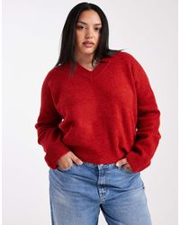 ASOS - Asos Design Curve Knit Boxy V Neck Sweater - Lyst