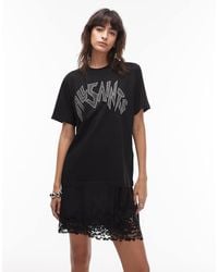 AllSaints - Embellished Logo Over Sized T-shirt - Lyst
