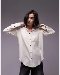 TOPSHOP - Oversized Overhemd Met Contrasterende Knopen - Lyst