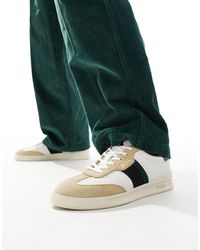 Polo Ralph Lauren - Heritage aera - baskets en cuir - , gris et vert - Lyst