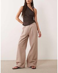 ASOS - Tailored Wide Leg Turn Up Trousers With Linen - Lyst