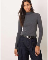 Mango - High Neck Knitted Long Sleeve Top - Lyst