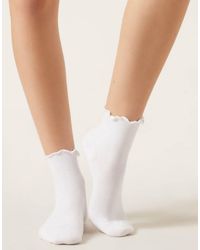 Calzedonia - Ribbed Short Socks With Romantic Trim - Lyst