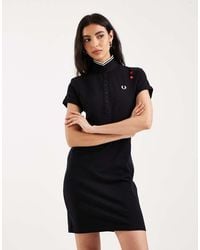 Fred Perry - Tipped Logo Polo Shirt Mini Dress - Lyst
