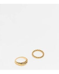 ASOS - Set Van 2 Ringen Verguld Met Met Textuur - Lyst