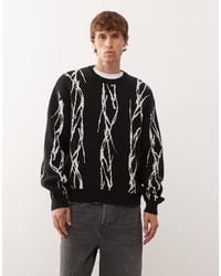 Weekday - Oversized Jumper With Barbed Wire Graphic Jaqcuard - Lyst