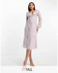 Beauut - Tall Bridesmaid Embellished Wrap Front Midi Dress - Lyst