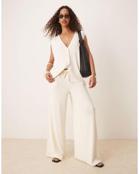 ASOS - Textured Knit Wide Leg Trouser - Lyst