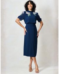 Hope & Ivy - The Aria Embellished Midi Pencil Dress With Bow Detail - Lyst