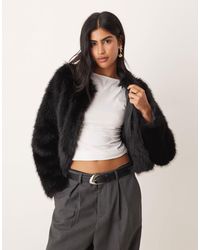 Threadbare - Veste sans col en fausse fourrure - Lyst