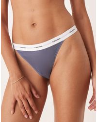 Calvin Klein - String en modal côtelé - foncé - Lyst