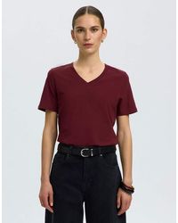 SELECTED - Essential V-Neck Short Sleeve T-Shirt - Lyst