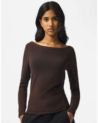 Pieces - Sof Jersey Slim Fit Boat Neck Long Sleeve Stretch Top - Lyst