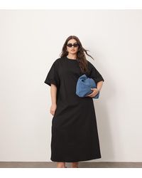 ARRANGE - Vestido Midi Estilo Camiseta De Tejido Grueso Premium De Curve - Lyst