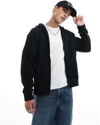 Jack & Jones - Felpa Super Oversize Nera Con Cappuccio E Zip - Lyst