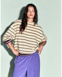 Bershka - Striped Round Neck Sweatshirt - Lyst