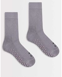 4505 - Pack De 2 Pares De Calcetines Gris Ceniza Antideslizantes Para Pilates De Caña Alta Icon De -Neutro - Lyst