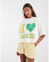ASOS - Boxy Crop Tee With I Love Brazil Graphic - Lyst