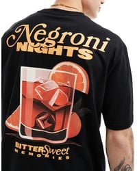 Only & Sons - T-shirt oversize nera con stampa "negroni" sul retro - Lyst