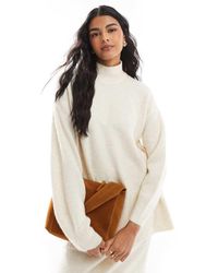 Vero Moda - Jersey Color Crema Melange Extragrande Con Cuello Vuelto De Punto De (Parte De Un Conjunto)-Blanco - Lyst