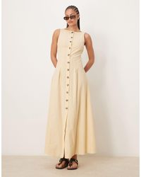 ASOS - Asos Design Tall Slash Neck Button Down Waistcoat Maxi Dress - Lyst