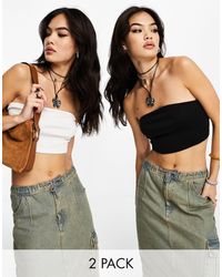 ONLY - Exclusive 2 Pack Bandeau Tops - Lyst