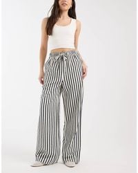 New Look - Wide Leg Stripe Trousers - Lyst