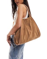 ASOS - Maxi Borsa Scamosciata Con Profili Tubolari Color Cuoio - Lyst