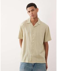 Jack & Jones - Premium Linen Blend Short Sleeve Shirt With Stripes - Lyst