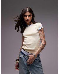 TOPSHOP - T-Shirt Per Tutti I Giorni Color Latticello Con Dettagli A Contrasto - Lyst