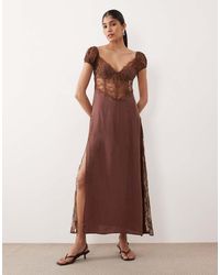 For Love & Lemons - Casey Chiffon And Lace Open Back Maxi Dress - Lyst