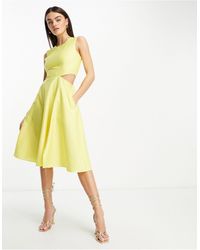 Closet - Cut-out Midi Dress With Pockets - Lyst