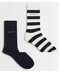 GANT - 2-Pack Barstripe And Solid Socks - Lyst