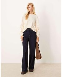 ASOS - Jersey Con Mangas Fruncidas De Punto De -Blanco - Lyst