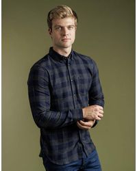 French Connection - Cotton Large Gingham Flannel Long Sleeve Shirt - Lyst