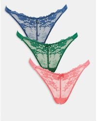 Boux Avenue - 3-pack High Leg Lace Thongs - Lyst