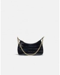 Stradivarius - Mini Borsa A Tracolla Effetto Cocco Nera - Lyst