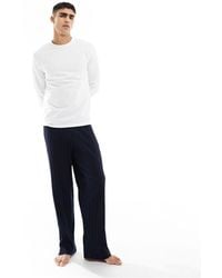 ASOS - Pajama Set With Long Sleeve White T-shirt And Ribbed Bottoms - Lyst