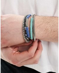 ASOS - Confezione Da 5 Bracciali Con Perline E Catenine Miste E Bracciale Rigido - Lyst