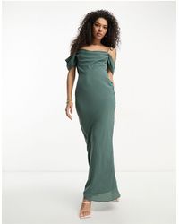 ASOS - Bridesmaid Cowl Front Maxi Dress With Cold Shoulder Detail - Lyst