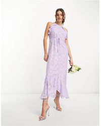 Y.A.S - Bridesmaid Textured Halter Neck Maxi Dress With Drape Ruffle - Lyst