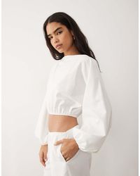 Missy Empire - Linen Blend Volume Balloon Sleeve Cropped Top Co-Ord - Lyst
